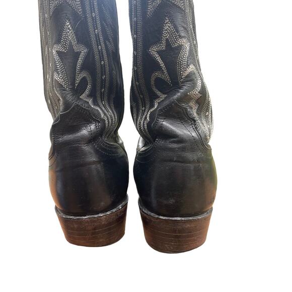Lucchese 2000 Black Leather Cowboy Boots Snip Toe Mens 8 D main image 12